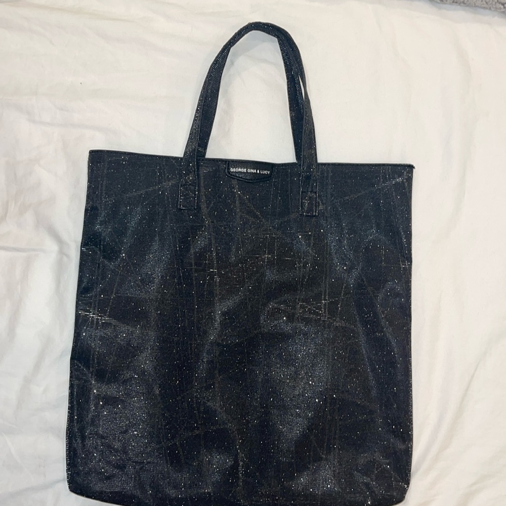 George Gina & Lucy Metallic silver, black and gray bag